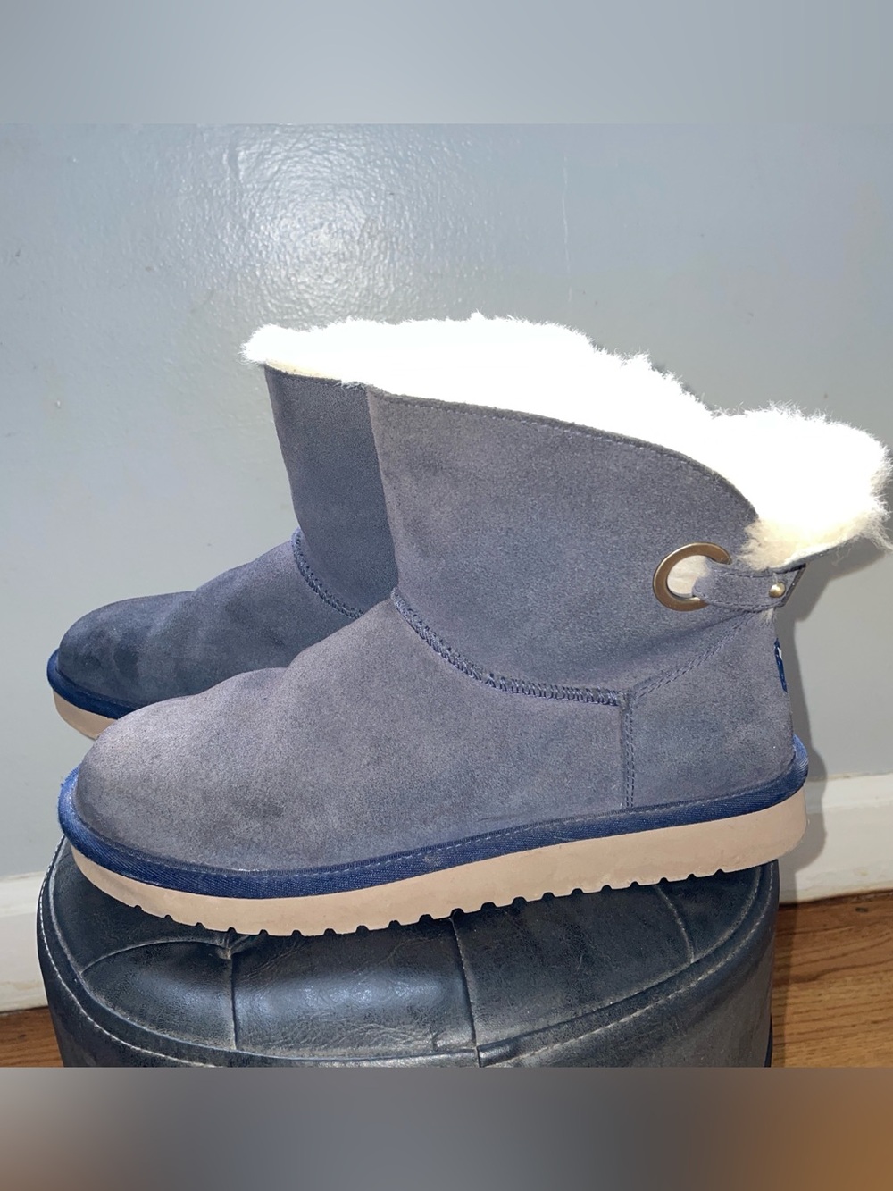 Ugg Koolaburra Blue Shearling Ankle Boots - 8